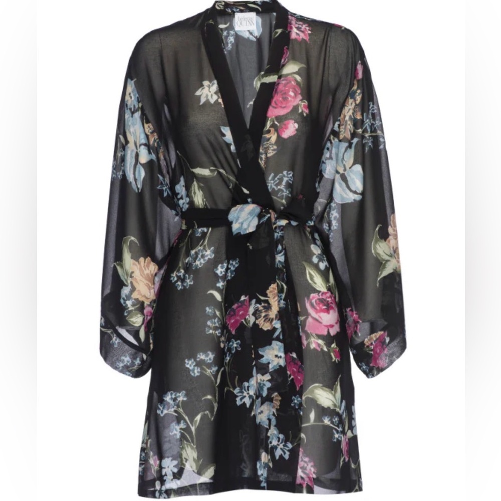 Helena Quinn+ Rachel Zoe| ‎ Georgette| Dark Floral Sheer Kimono